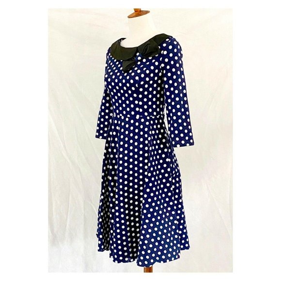 Belle Poque Polka Dot Rockabilly Flare Dress - Picture 4 of 8